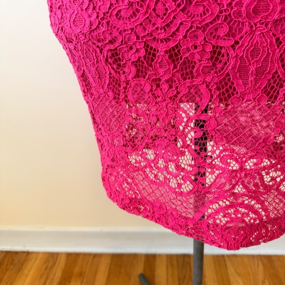 Vintage 90s Guess Hot Pink Lace Sleeveless Dress - Picture 6 of 8
